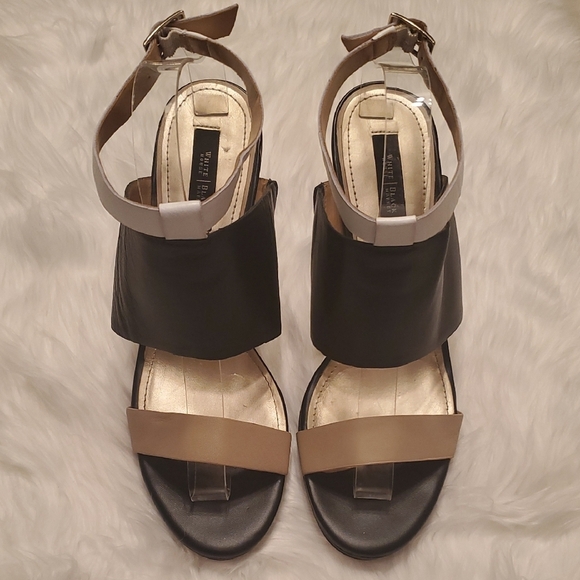 White House Black Market Viola Color Block Cut Out Strappy Heel Sandals Size 10 - Picture 3 of 6